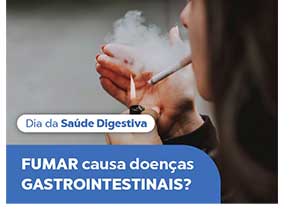 mulher acendendo um cigarro para representar os possíveis problemas gastrointestinais associados